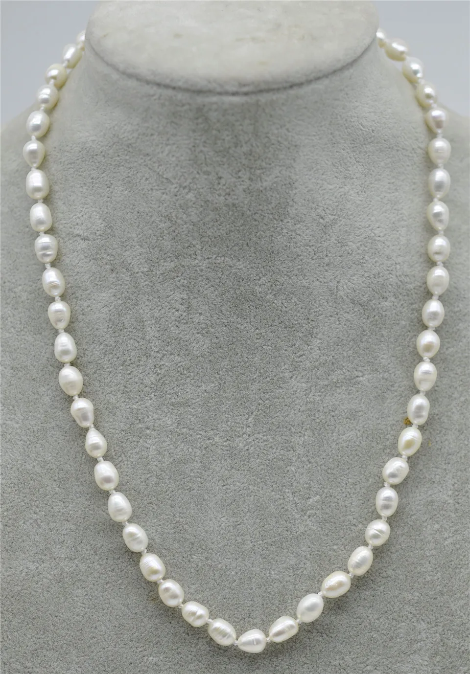 

Ожерелье жемчужное белое с пресноводным рисом, 6-7 мм, 17 дюймов