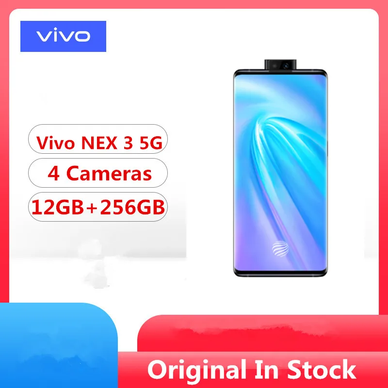 Vivo Nex 3 5G мобильный телефон Snapdragon 855 Plus Android 9,0 6,8" Super Amoled 12 Гб ram 256 ГБ rom МП 44 Вт Зарядное устройство