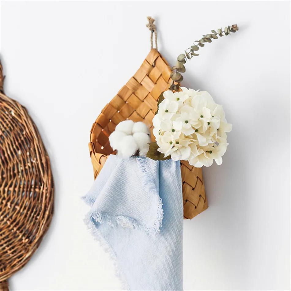 Настенный Природные плетеная корзина для цветов цветочный горшок корзины из