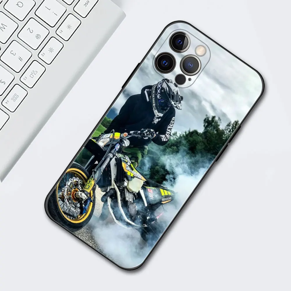 Phone Case For Apple iPhone 11 12 13 Pro Max XS X XR Mini 8 7 6 Plus SE 2020 Black Soft Cover Moto Cross Motorcycle Sports | Мобильные