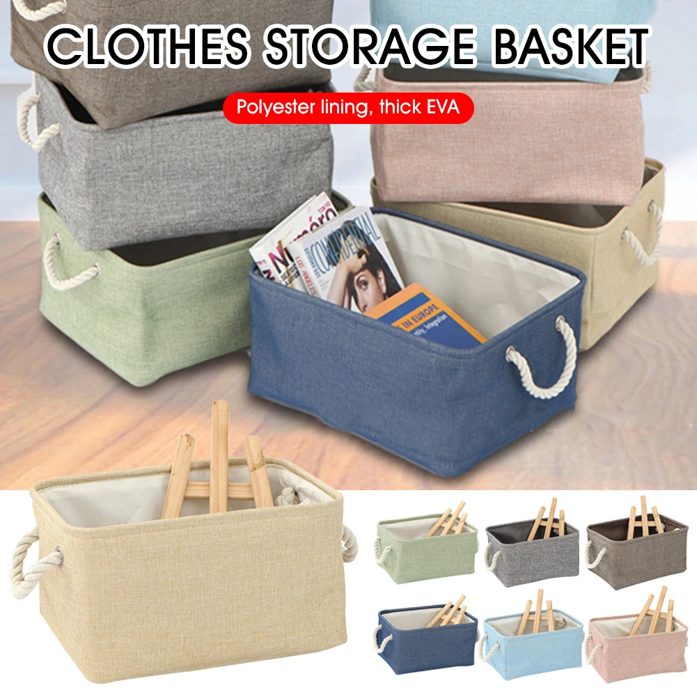 

Storage box solid color linen storage basket dirty clothes storage household storage basket underwear storage finishing box