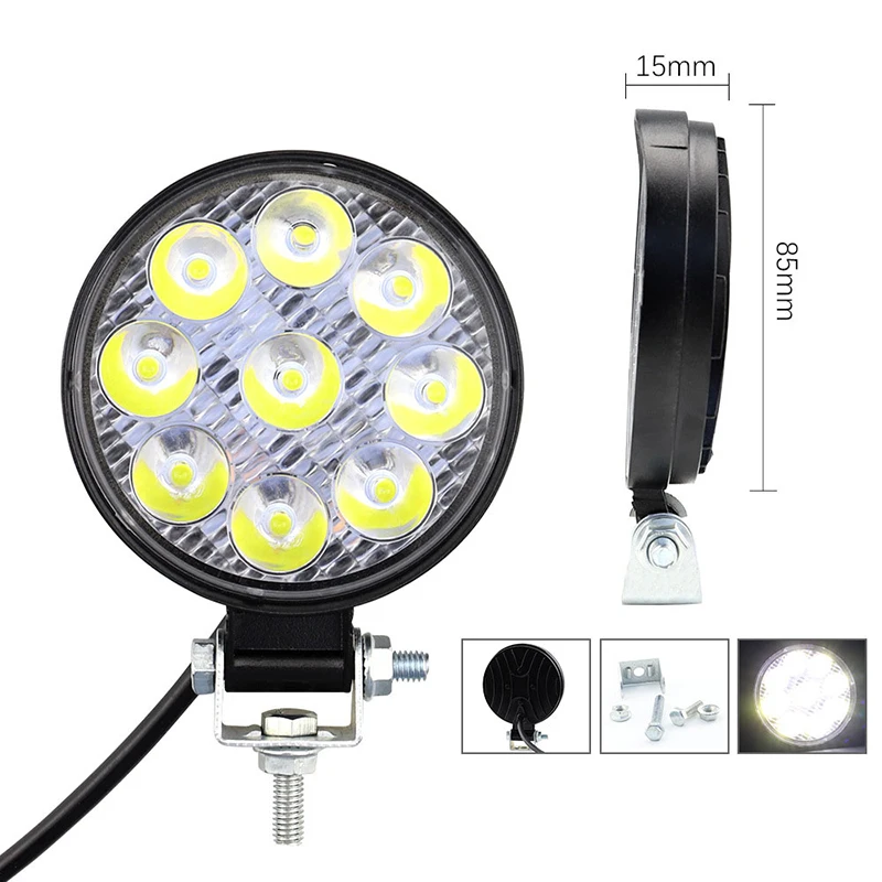 

Hot sale 27W 9V-30V LED Work Light FloodlightRound LED Offroad Light Lamp Worklight for Off road Motorcycle Car Truck