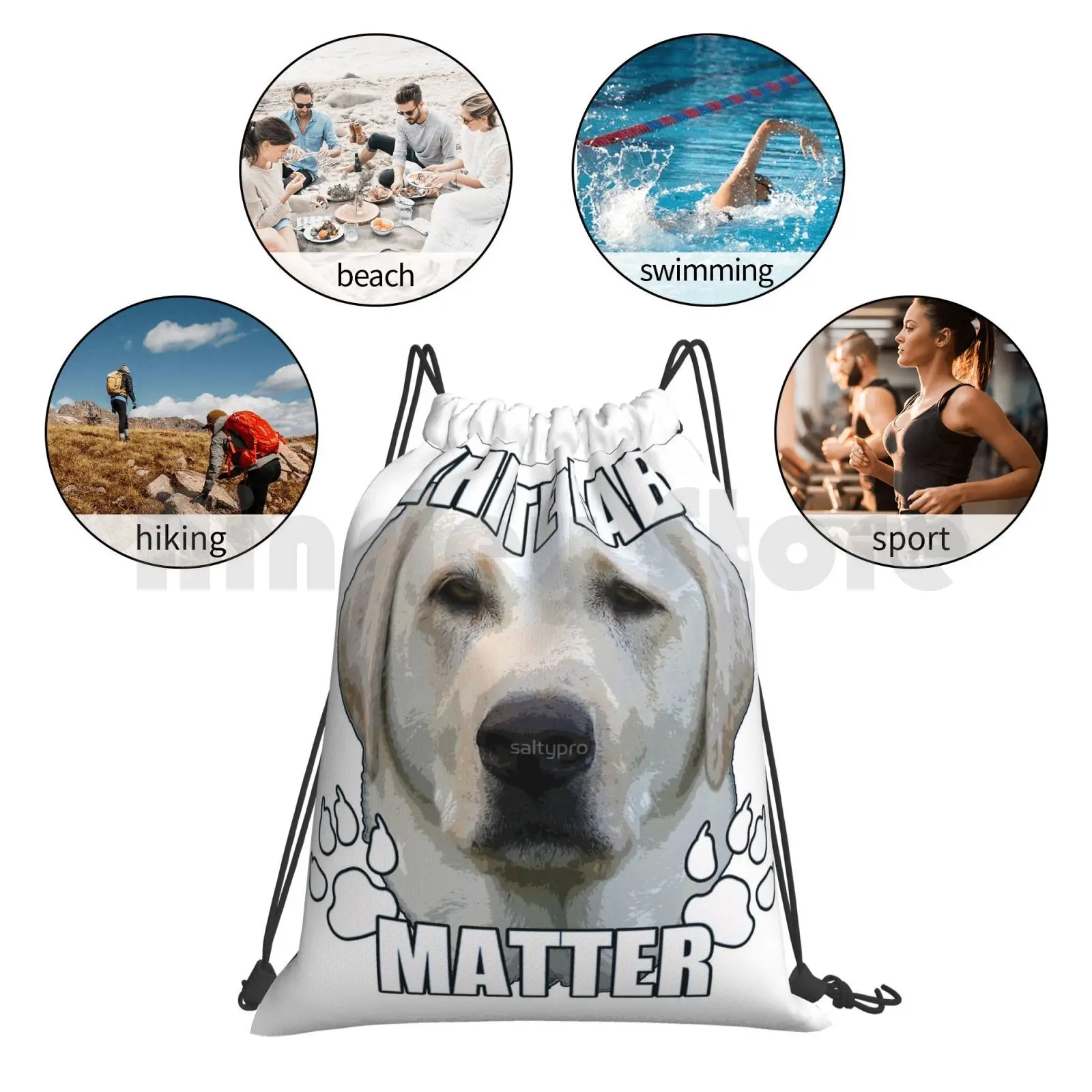 

White Labs Matter Backpack Drawstring Bag Riding Climbing Gym Bag White Labs Matter Animals Black Labs Dogs Funny Golden