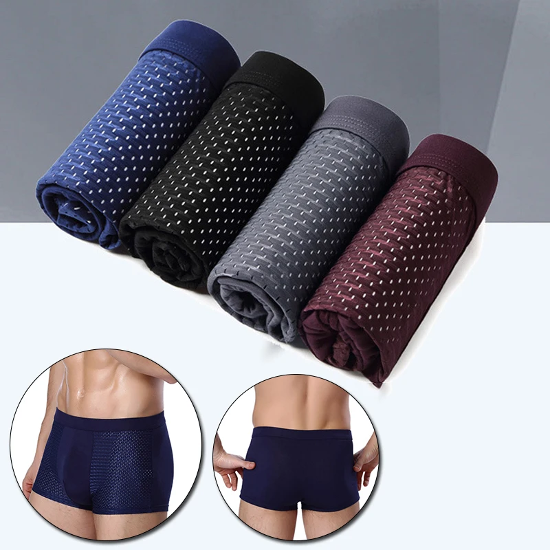 

Трусы-боксеры мужские из модала, модное нижнее белье с U-образной выпуклой сеткой, дышащие, повседневные шорты, однотонные