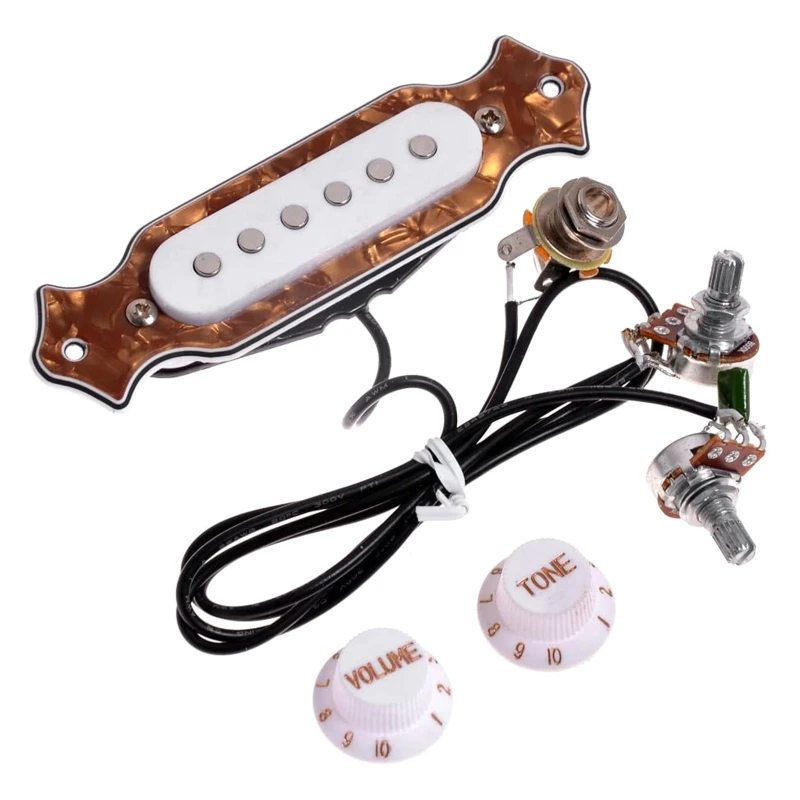 6 ой одной катушки магнитного Акустическая гитара Soundhole пикап со звуком & Tone