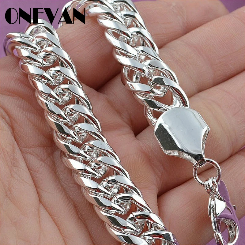 Мужской персонализированный браслет Круглый с кубинским покрытием Серебряный