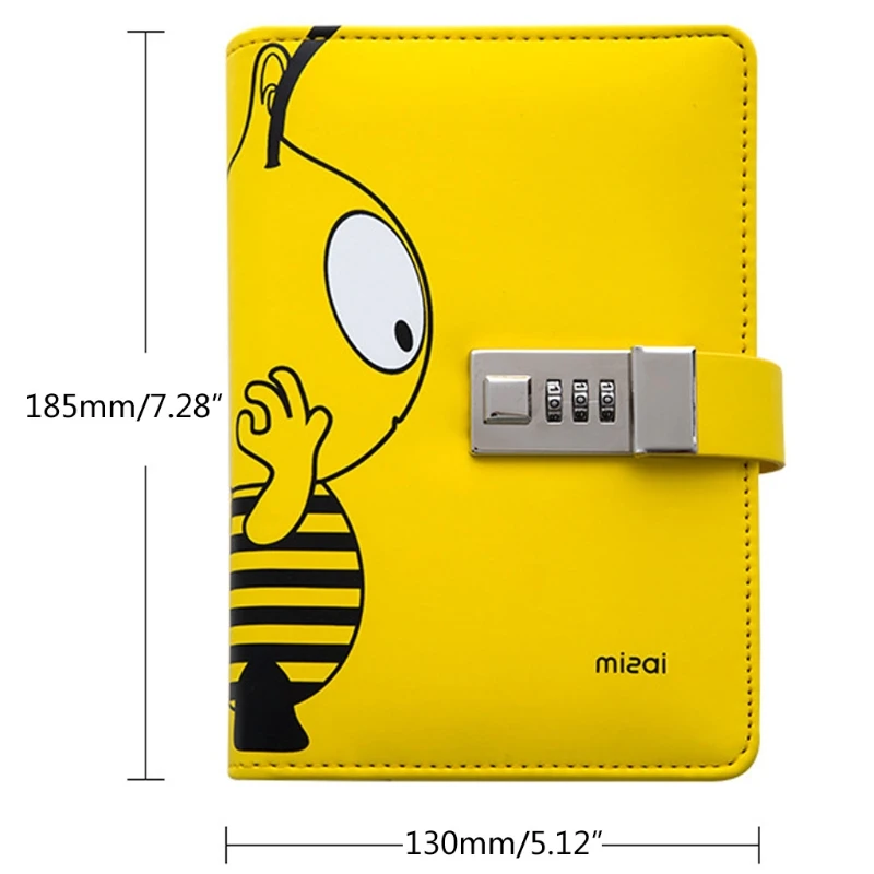 

A6 PU Leather Journal Diary Planner Notebook with Combination Password Lock Traveler Agenda Notepad School Stationery 85DD