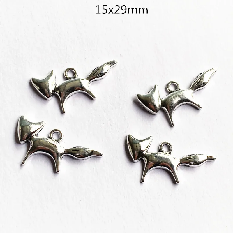 

10pcs 15x29mm Charms Cute Fox Tibetan Silver Color Pendant For Making Fit DIY Necklace Jewelry Handmade Accessories Wholesale