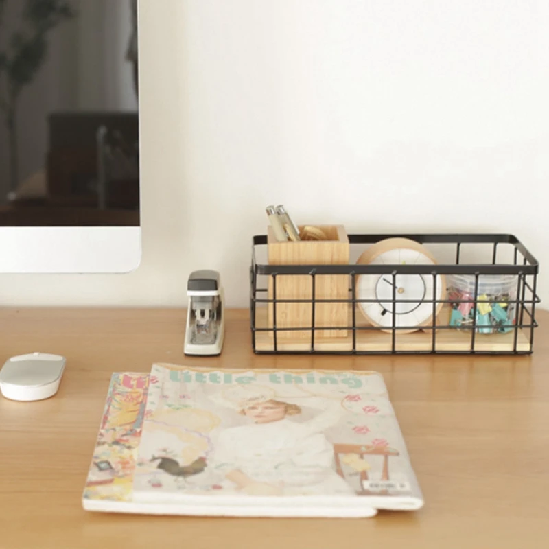 Железная настенная полка с деревянной доской подвесная корзина для хранения