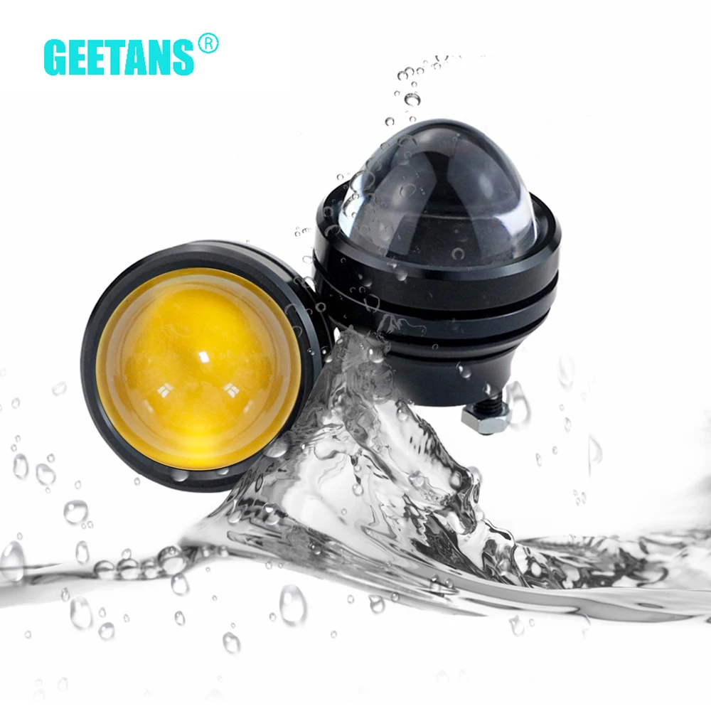 GEETANS 2PCS Car Led Lens Fog Light Eye Refit Fish Lamp Hawk Eagle + Daytime Running Lights 12v Automobile DRL White CJ | Автомобили и