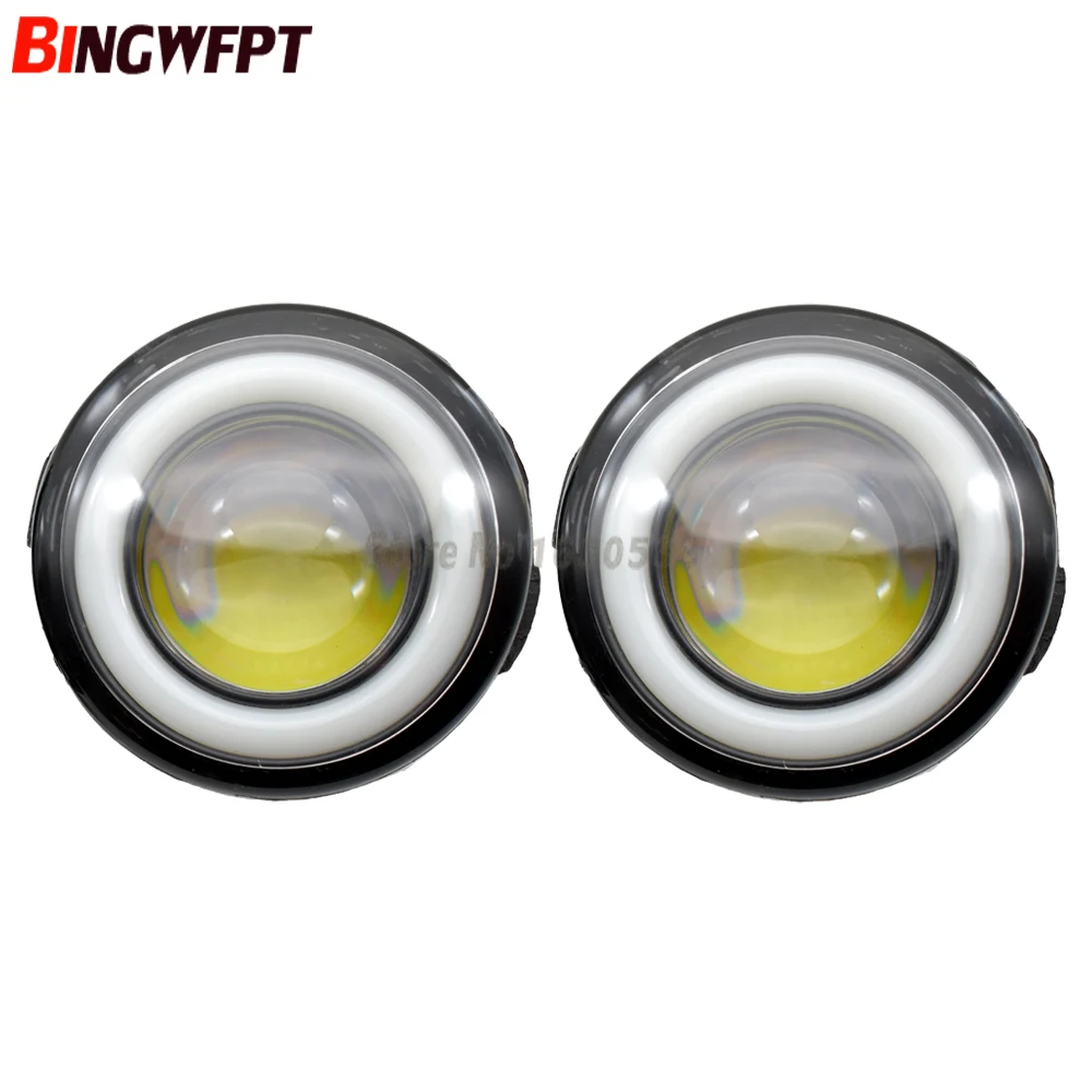 LED-white Комплект из 2 предметов, высокое качество светодиодный Противотуманные фары с Ангел глаз для Nissan космического аппарата изгой, 10-14 для NISSAN ALMERA G15 2013- для Nissan Lafesta 2004 - Цвет: LED-white