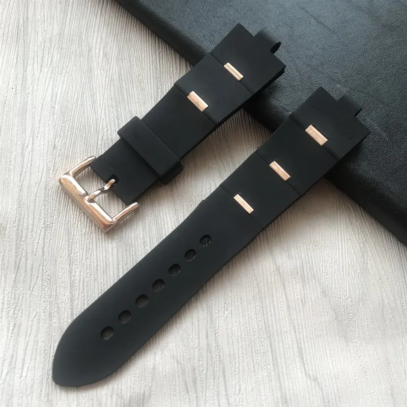 black rose buckle MERJUST ремешок для часов Человек Черный резиновый замена часы ремешок для bvlgari bvlg Diagono24mm x 8 мм Прямая поставка - Цвет ремешка: black rose buckle
