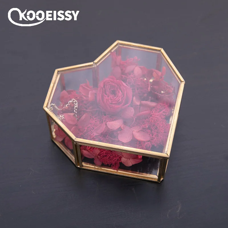 Винтажная стеклянная коробка геометрической формы с крышкой для свадебных колец