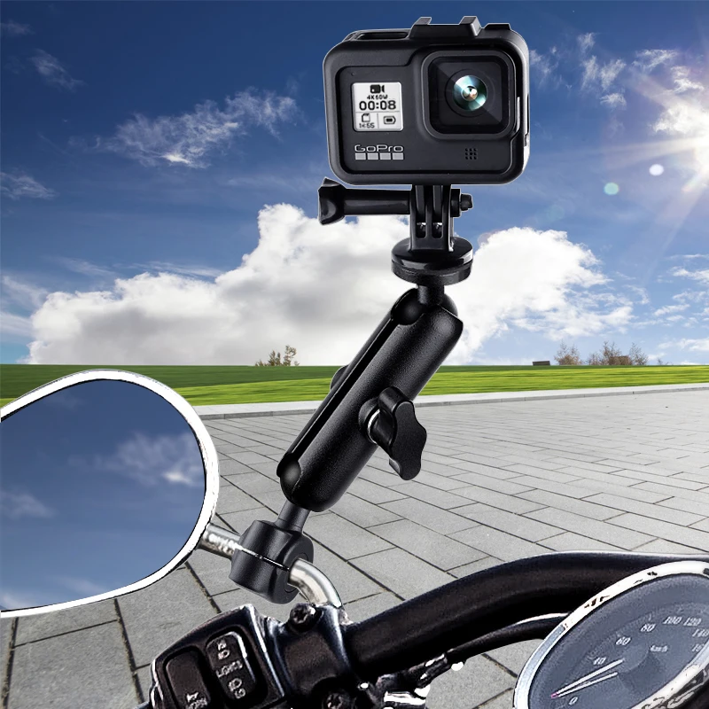 

Вращающийся на 360 градусов держатель для камеры для экшн-камер руль для мотоцикла и велосипеда зеркальный кронштейн для GoPro прочный и стабил...