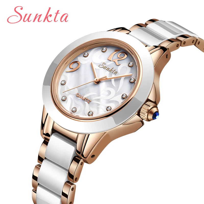 sunkta luxury crystal watch women gift waterproof rose gold ladies wrist watches top brand bracelet clock relogio feminin hot free global shipping