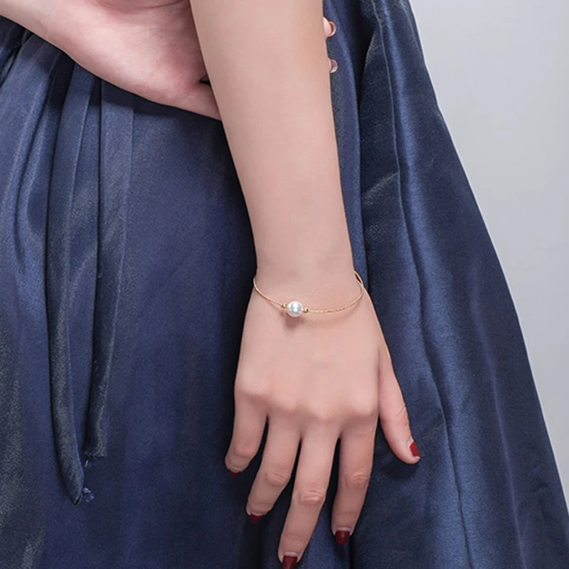 Sinya Au750 золотые браслеты с натуральным жемчугом и 18k золотыми бусинами можно регулировать длину носки можно DIY для женщин девушек и мам