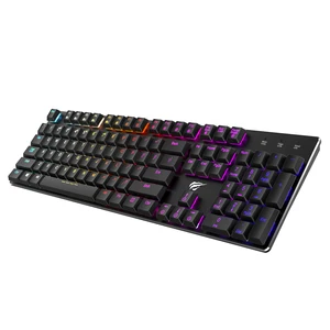 havit mechanical keyboard low profile 104 keys blue kailh switch gaming keyboards for tablet desktop wired usb english free global shipping