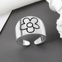 xiyanike silver color simple glossy daisy flower ring small resh female fashion jewelry open prevent allergy wholesale