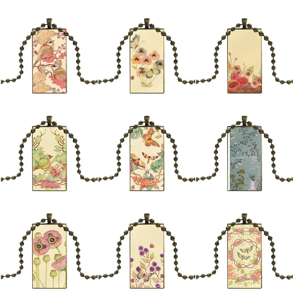 Стеклянный кабошон кулон ожерелье прямоугольное модное для девочек лучший