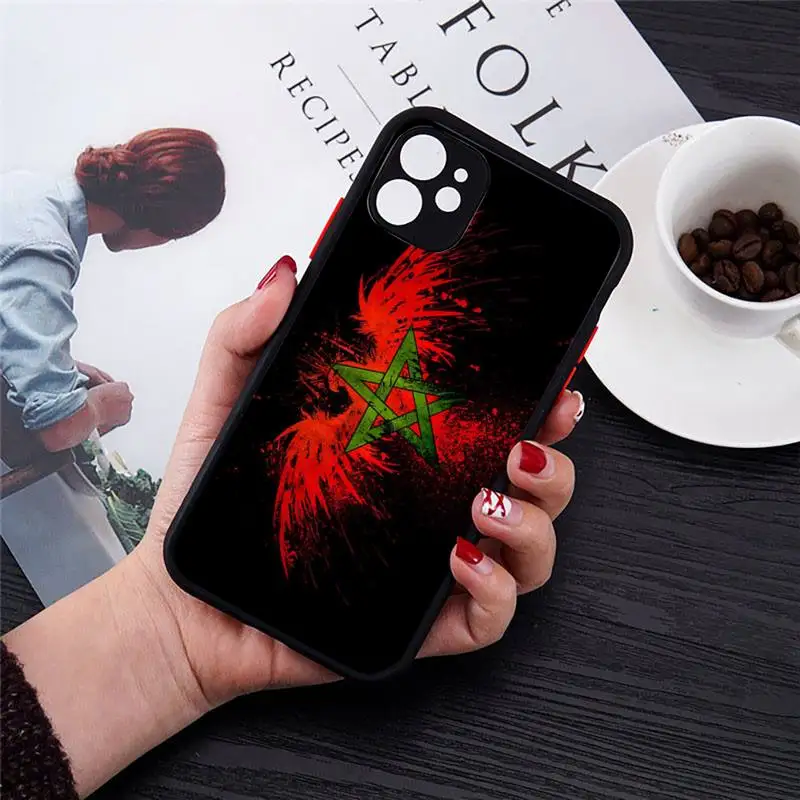 

Morocco Flag Coat Of Arms pattern Phone Case matte transparent For iphone 7 8 11 12 plus mini x xs xr pro max cover