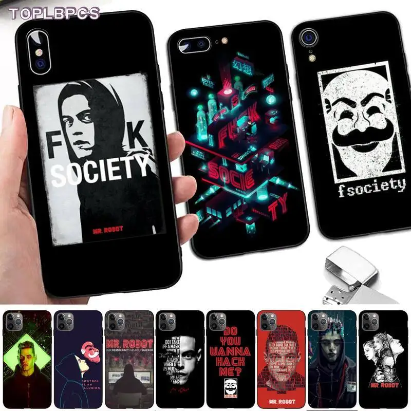 Черный мягкий чехол Mr Robot из ТПУ для телефона iphone 13 8 7 6 6S Plus X 5S SE 2020 XR 11 12 pro XS MAX |