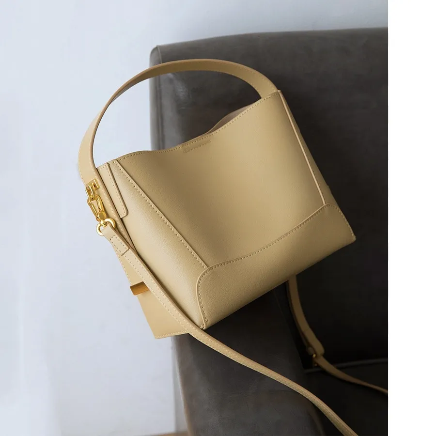 

Fashion Retro Bucket Bag Genuine Leather Women Messenger Bags Soft Leather Hand Bag Handbag