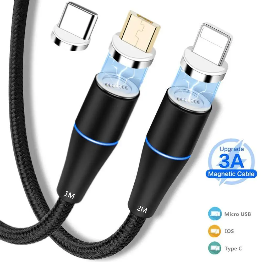 Магнитный кабель USB Starplat Type-C/Micro/Lightning для телефонов iPhone/Android 3A 1 м | Мобильные