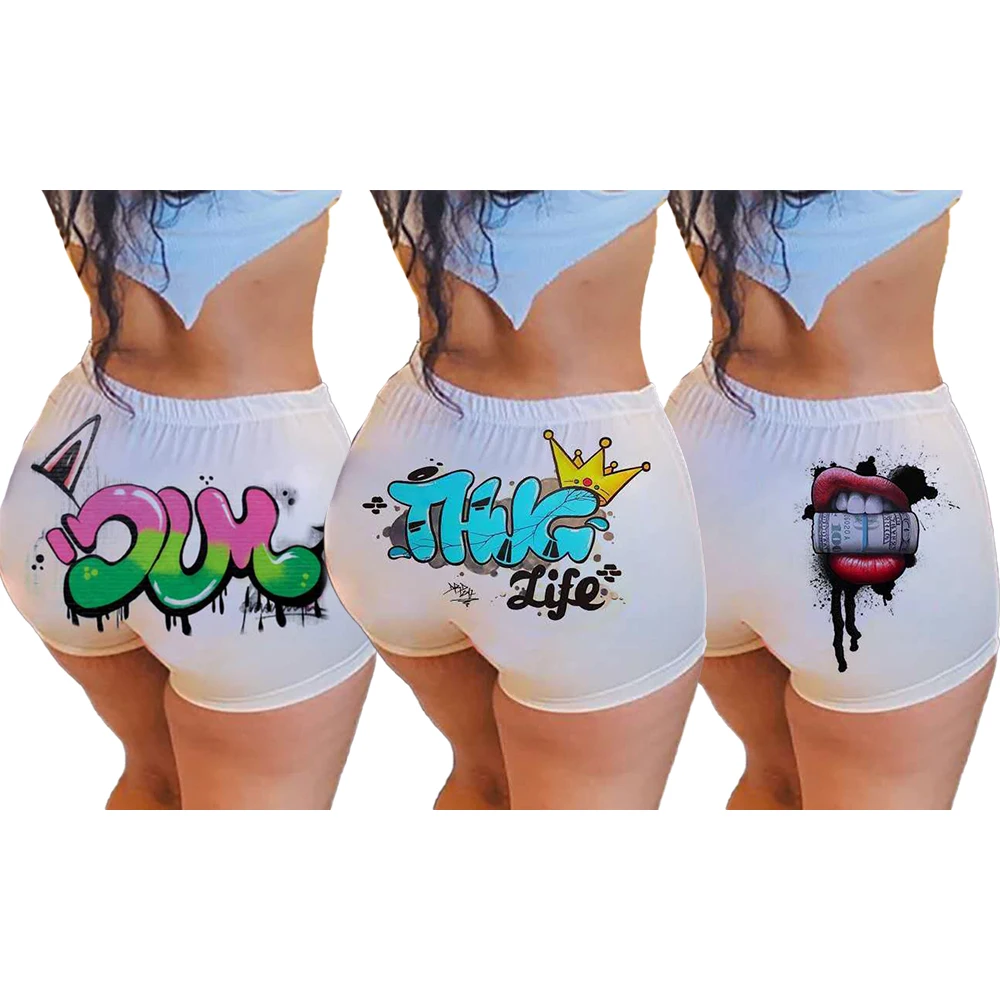 2021 Summer Sexy Women's Tight Shorts Print Shorts TC007