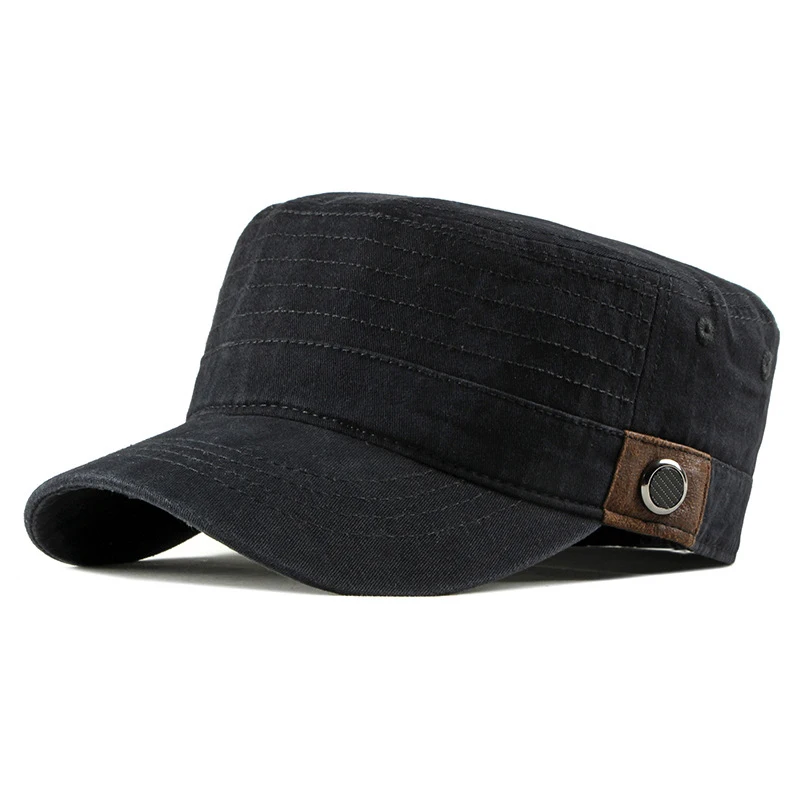 

Fashion Gorra Military Hat Autumn Winter Sailor Hat for Women Men Black Flat Top Female Travel Cadet Hat Captain Cap