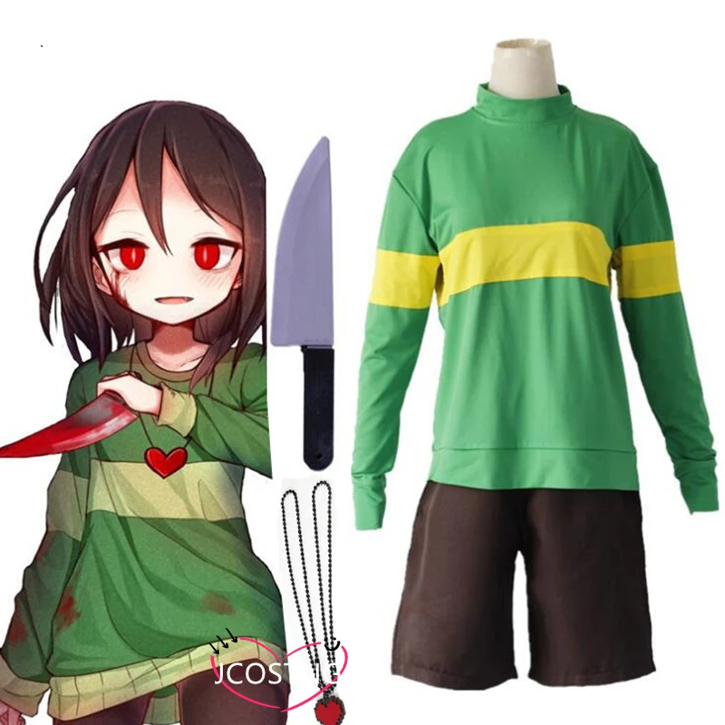 Cosplay Costume Undertale Role Frisk Cos Japanese Anime Stripe Tops Short Pants Suits Playing of Game Animation Unisex Sets |