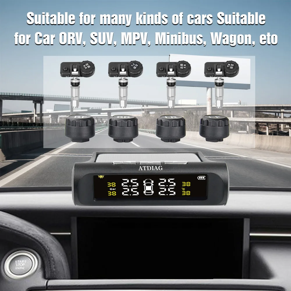 Система контроля давления в шинах TPMS работающая от солнечной энергии с 4