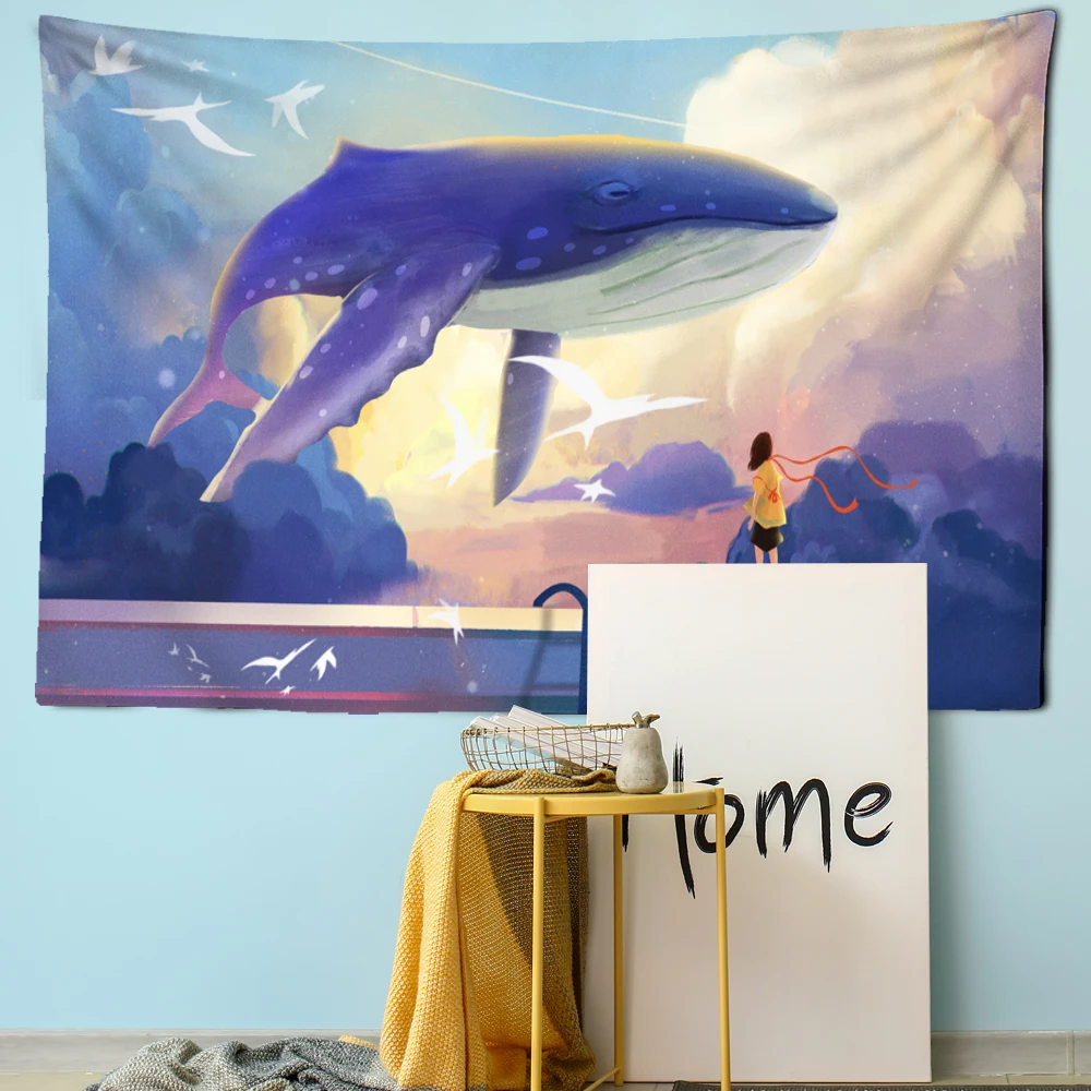 

Whale And Sea Tapestry Wall Hanging Kawaii Children's Colorful Bohemian Hippie Children's Room Girls Bedroom Home Decor