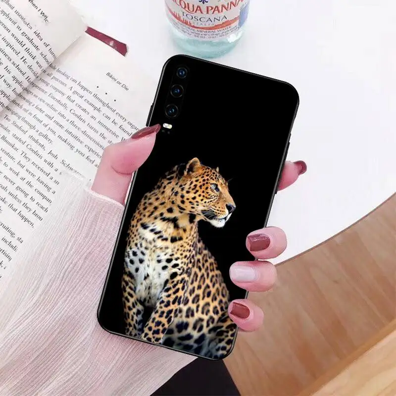 Мягкий черный чехол из ТПУ CUTEWANAN с животным леопардовой текстурой для телефона