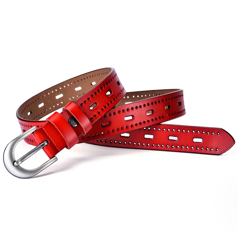 Fashion Hollowed Design Women's Genuine Leather Belts Novelty Pin Buckle Retro Style Belt for Women Accessories 2.8cm W ZK-078 |