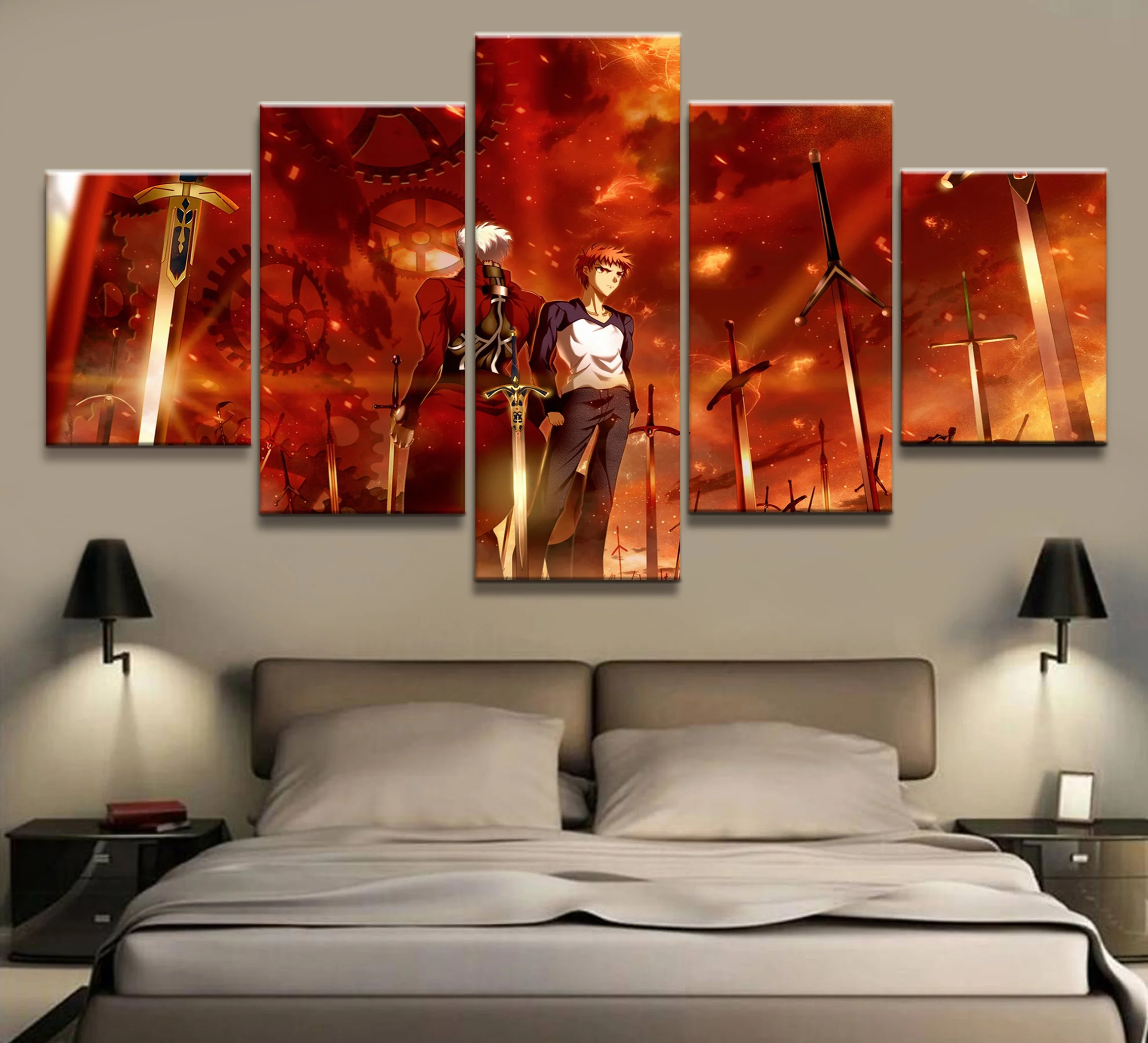 Модульная Картина на холсте для домашнего декора 5 шт. Fate Stay Night Archer анимационная