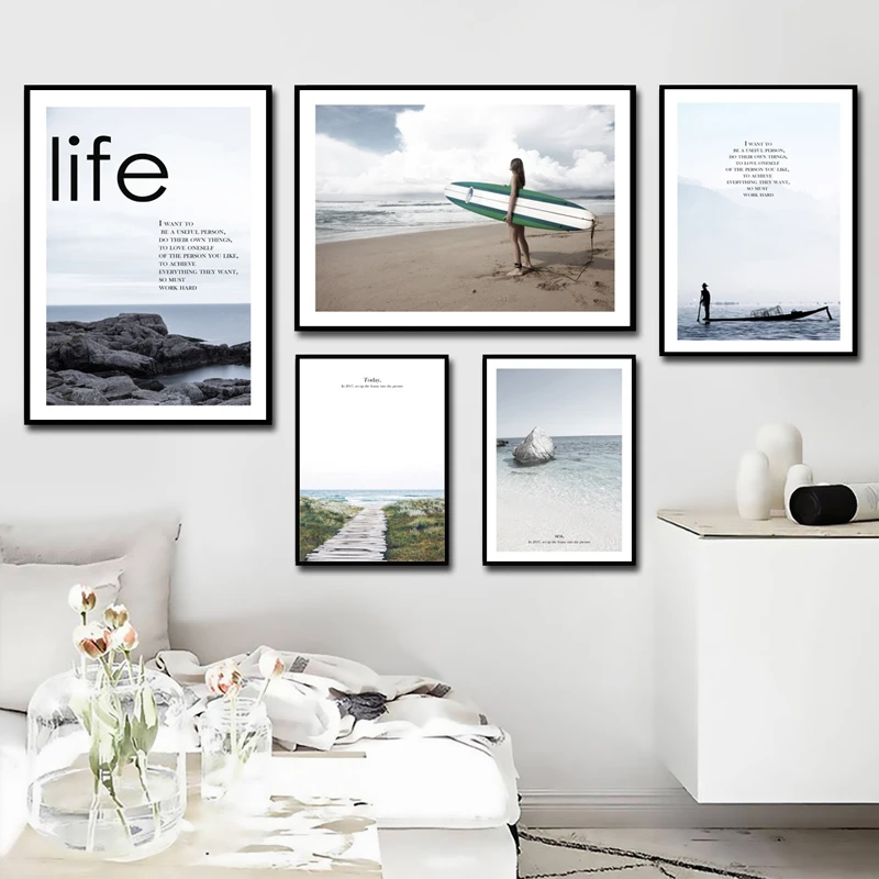 Скандинавская Картина на холсте пейзаж морские принты и плакат для гостиной