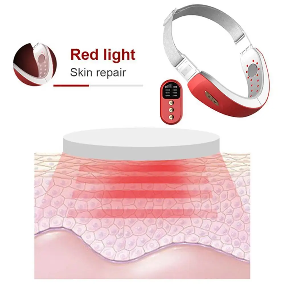 

Chin V-line Electric Face Slimming Belt Machine Blue Photon Face Instrument Led Vibration Cosmetic Lifting Therapy Massager K8I8