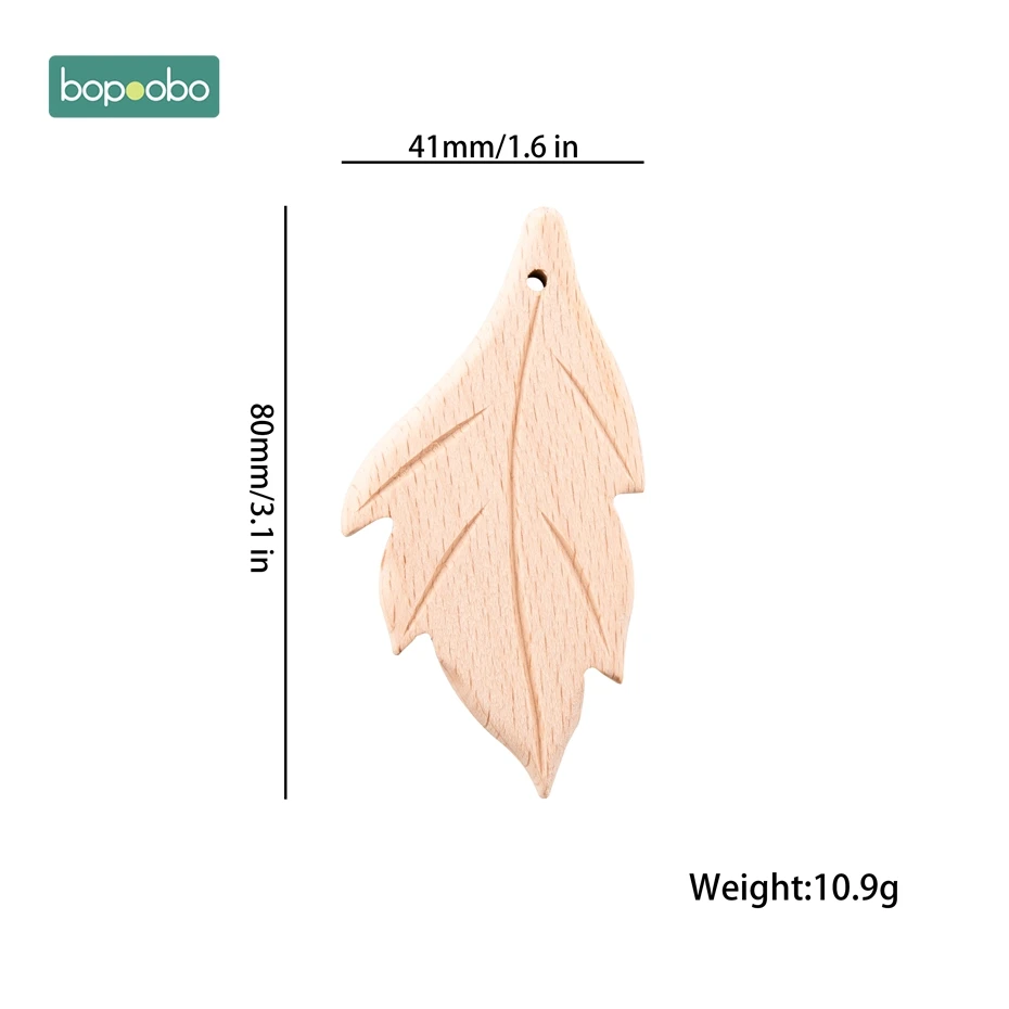 Leaf Bopoobo 5 шт. деревянный Прорезыватель для еды, из бука, деревянные животные, детские игрушки для новорожденных, подвеска, соска, комплект для медицинских процедур, Детские трофеи - Цвет: Leaf