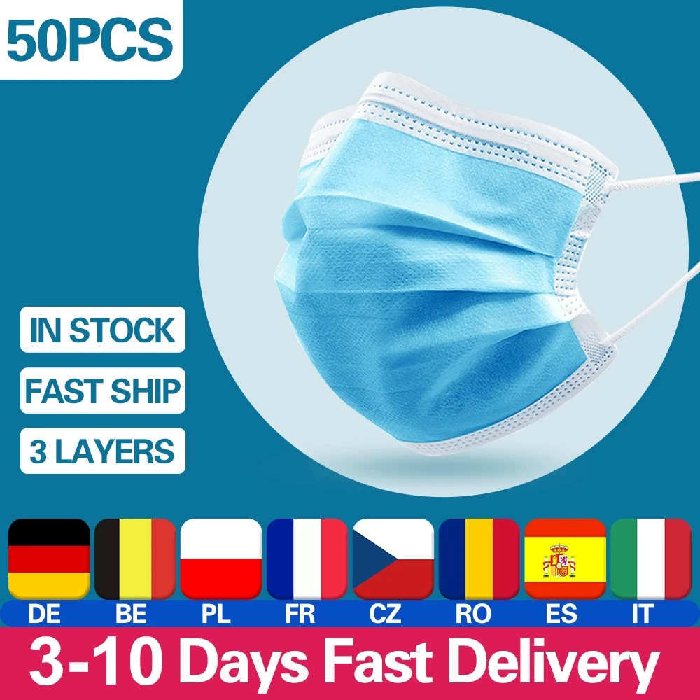

Fast delivery 500Pcs 3-Layer Disposable Medical Mask Face Mouth Masks Filter Non Woven Fabrics Earloops Medical Masks For Adult