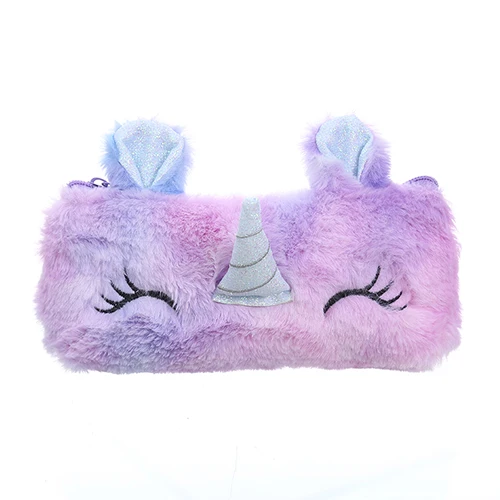 Purple Bentoy Единорог искусственный мех женская кожаная сумка маленькая милая сумочка-косметичка для макияжа сумка для хранения пенал футляр для письма чехол Прямая поставка - Цвет: Purple