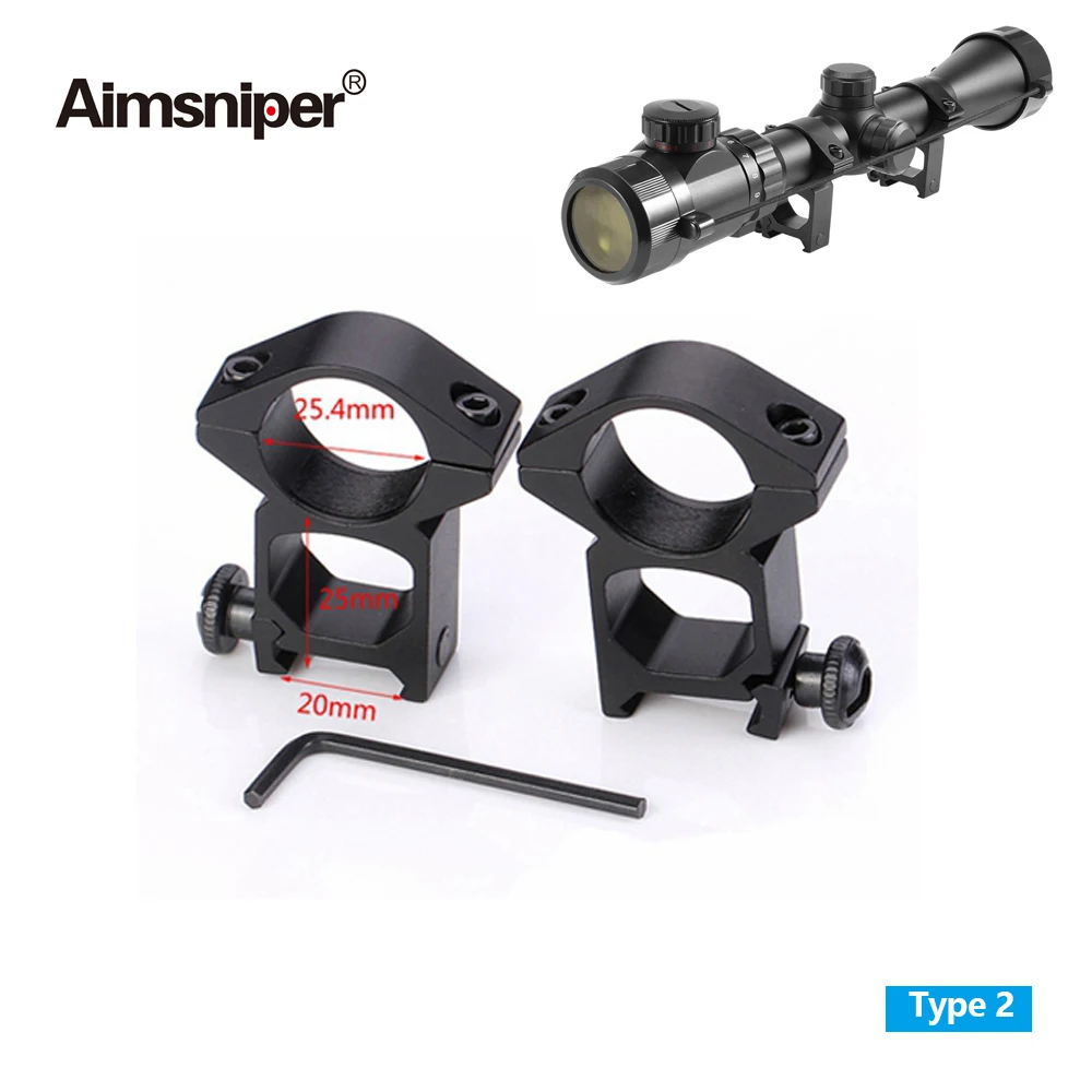 Tactical 2PCS/lot Profile Flashlight 25.4mm1&quot Rifle Scope Mount Rings 11/20mm Picatinny Weaver Rail For Hunting Riflescope | Спорт и