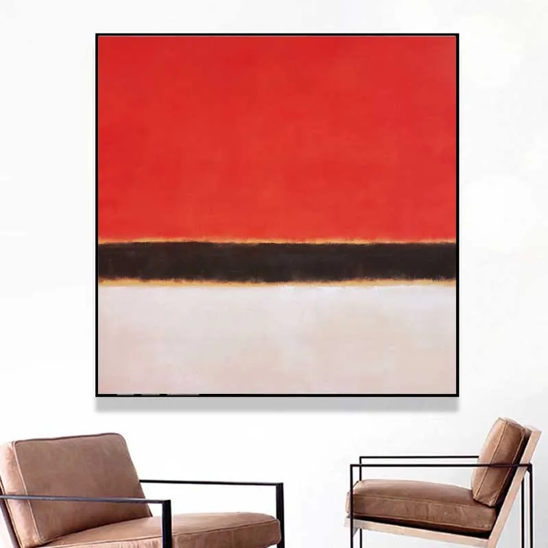 Маркер Rothkoes красный белый картина на черном холсте печати Гостиная домашний