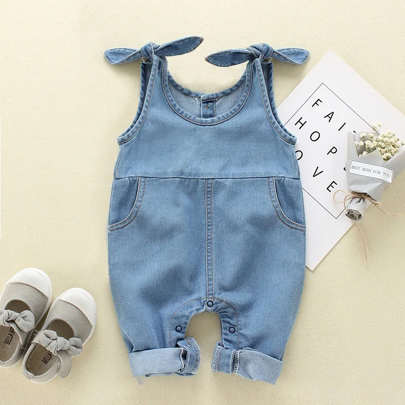 

One Piece Jean Romper Summer Newborn Baby Kids Jumpsuit Fashion Pants Infant Girls Bodysuit Children O-neck Sleeveless Clothing