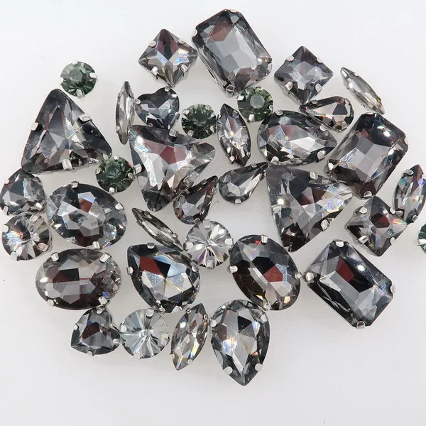 A3 Black diamond 50 шт./пакет формы микс серебро коготь Установка ясный и желейные конфеты стеклянные стразы цвета Кристалл пришить стразы торжественное платье туфель и сумки diy кружевной отделкой - Цвет: A3 Black diamond