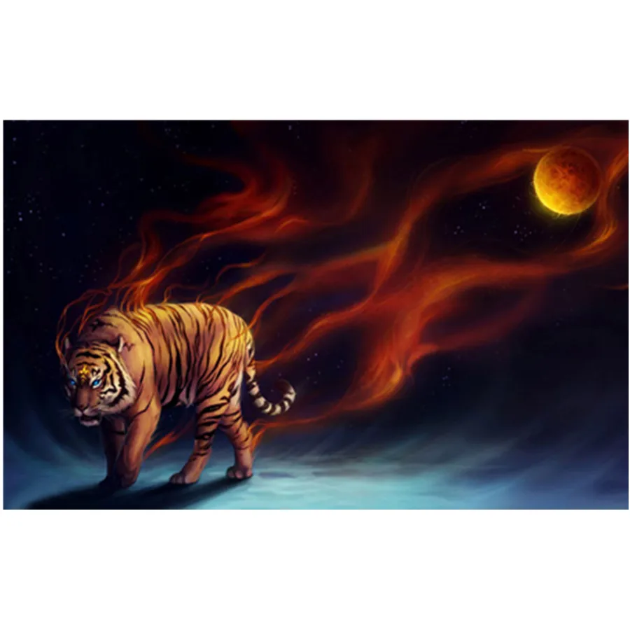 

5D Diamond Painting Fluorescent Tiger Full Square / Round Diamond Inlaid DIY Embroidery Animal Painting Crafts Cross Stitch