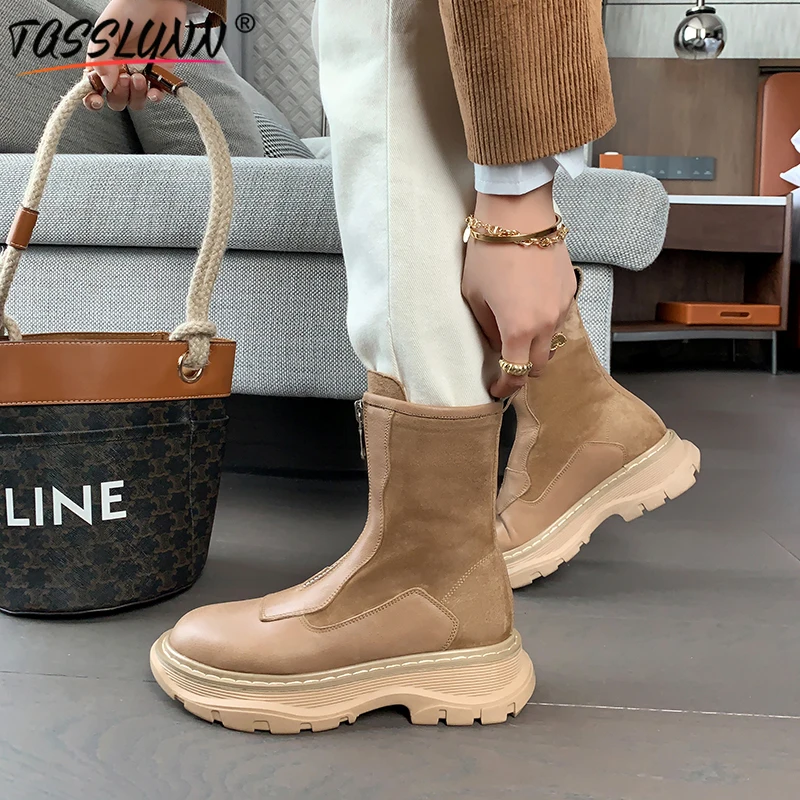 Ботинки женские зимние из натуральной кожи на платформе со шнуровкой 2022 | Обувь