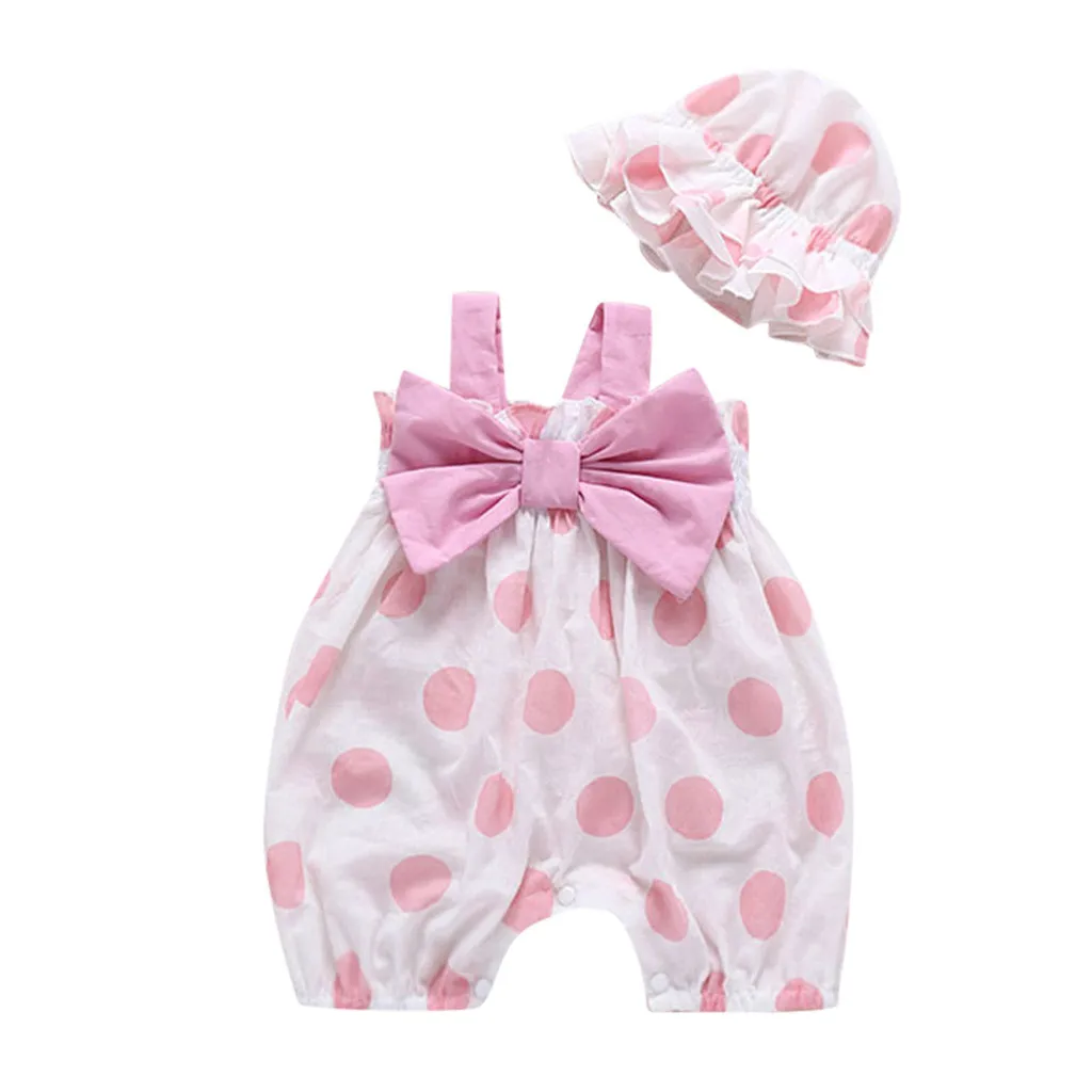 Летняя одежда для девочек комбинезон с бабочкой Панамка новорожденных принтом в