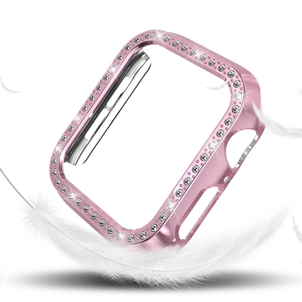 Блестящий чехол из поликарбоната для Apple Watch 4, 40 мм, 44 мм, защитная оболочка, бампер для iWatch 44, 40 мм, серия 5, чехлы для часов, крышка, рамка - Цвет: Розовый