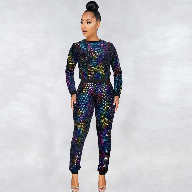 Женский комплект из 2 предметов в африканском стиле с блестками эластичные