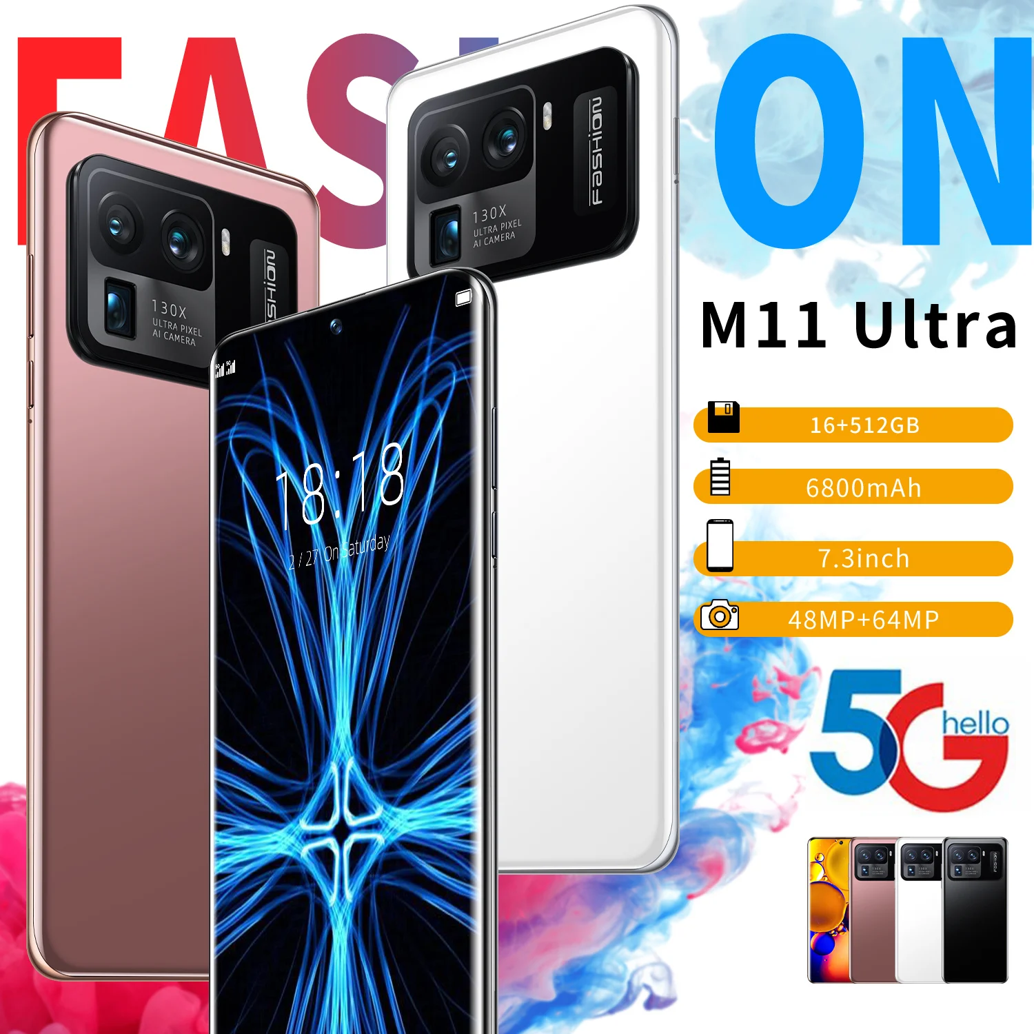 

Hot Sale M11 Ultra Global 5G LTE Bands 7.3Inch 48MP+64MP 16+512GB 6800MAH 10Core Fingerprint Face ID Dual SIM Card Android